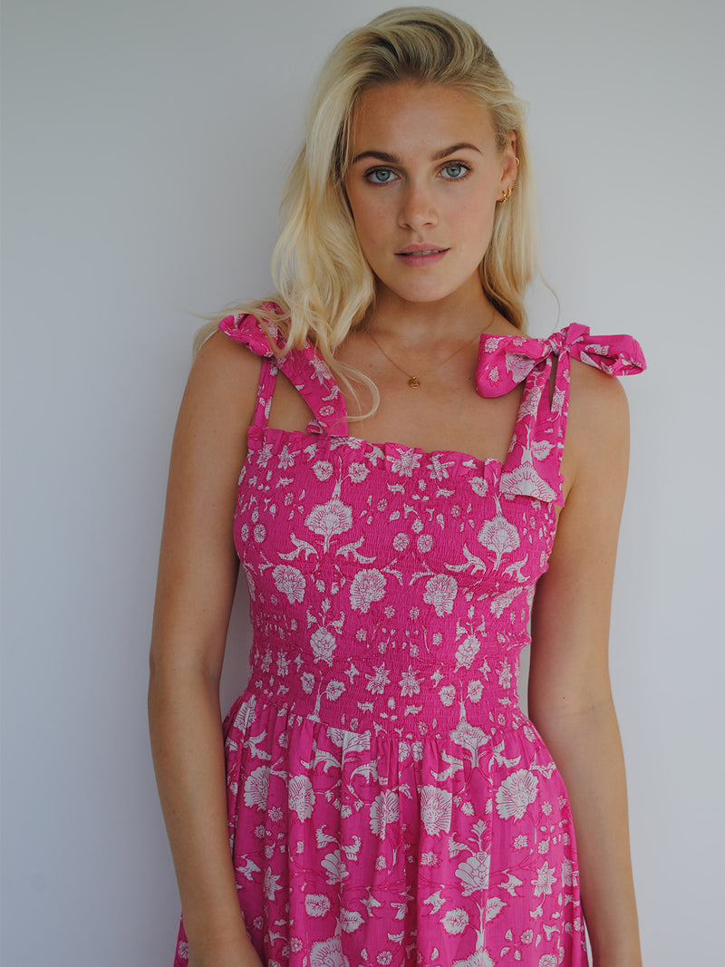 Clary Dress Pink Flower Cotton