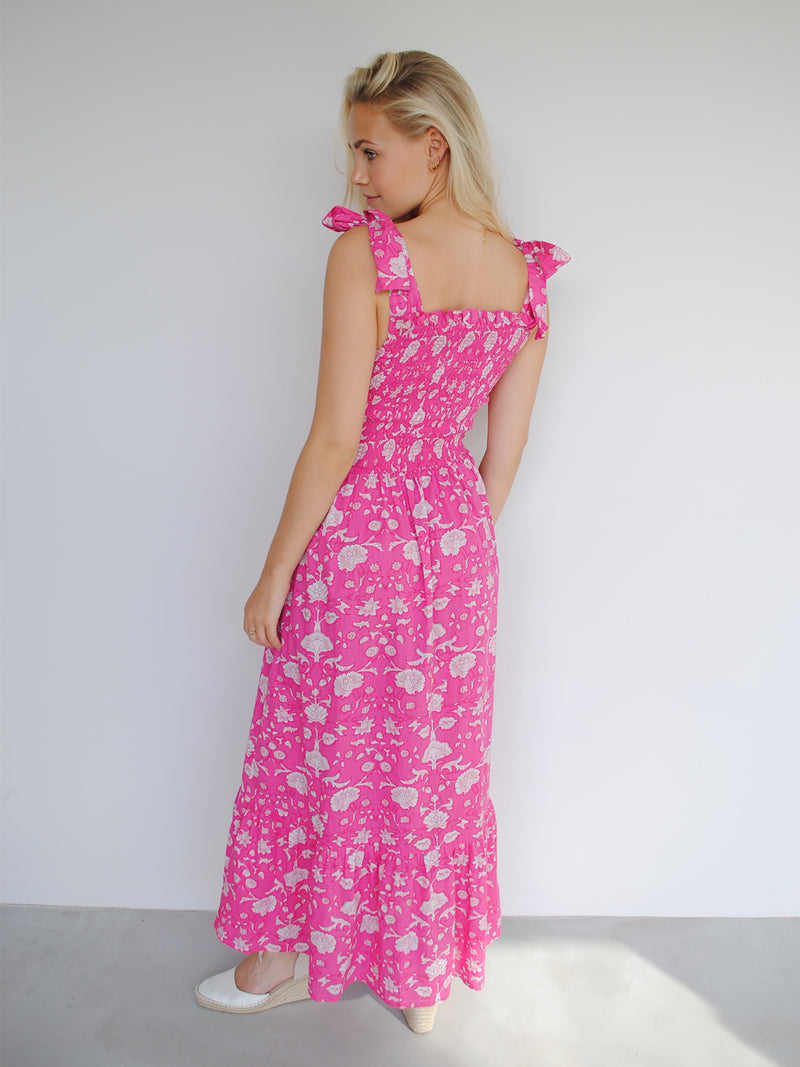 Clary Dress Pink Flower Cotton