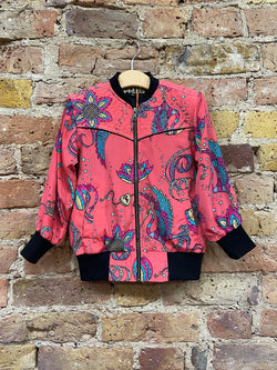 Kids Bird Bomber Jacket Coral