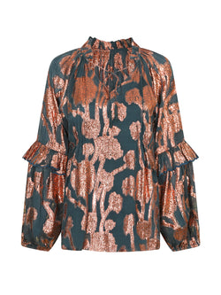 Deity Blouse Emerald & Bronze