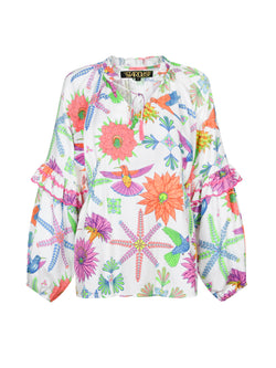 Deity Blouse Moss White Hummingbird