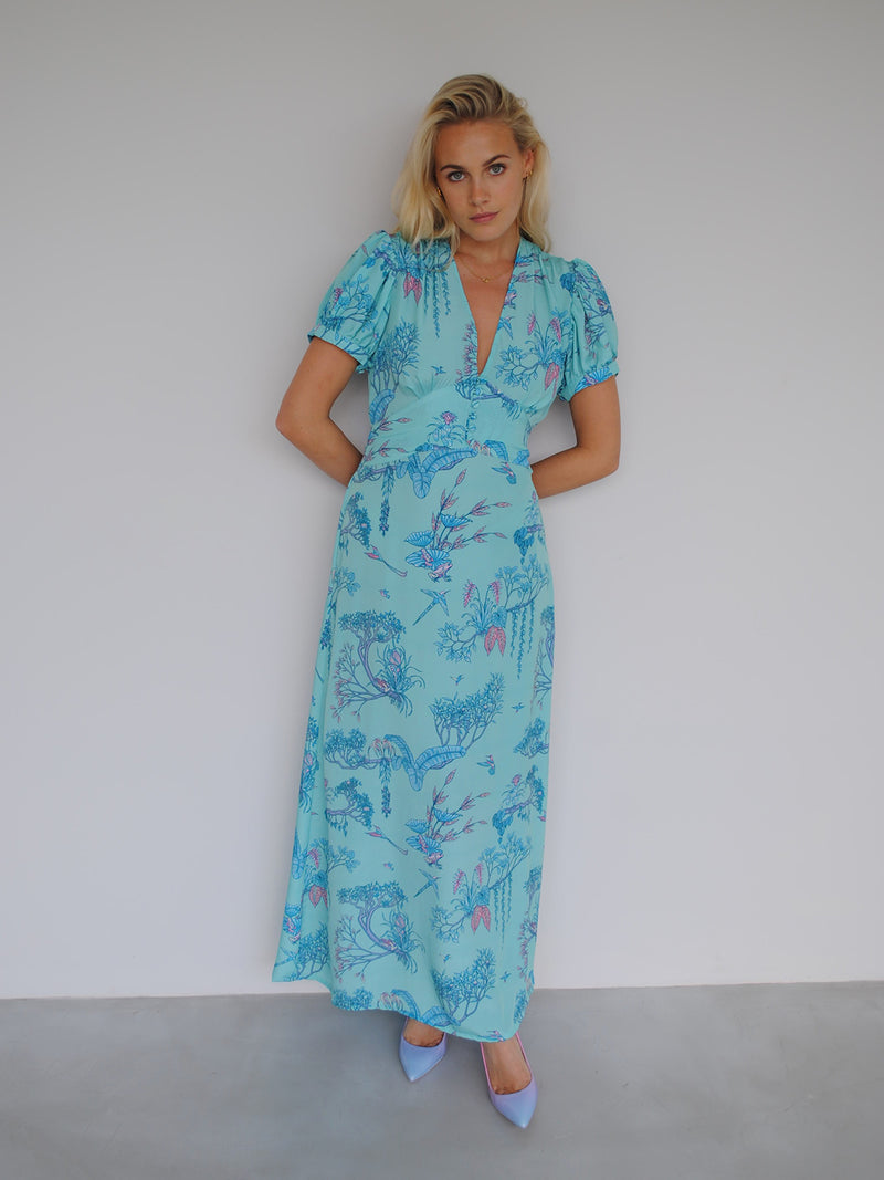 Evelyn Tea Dress Tropical Peppermint