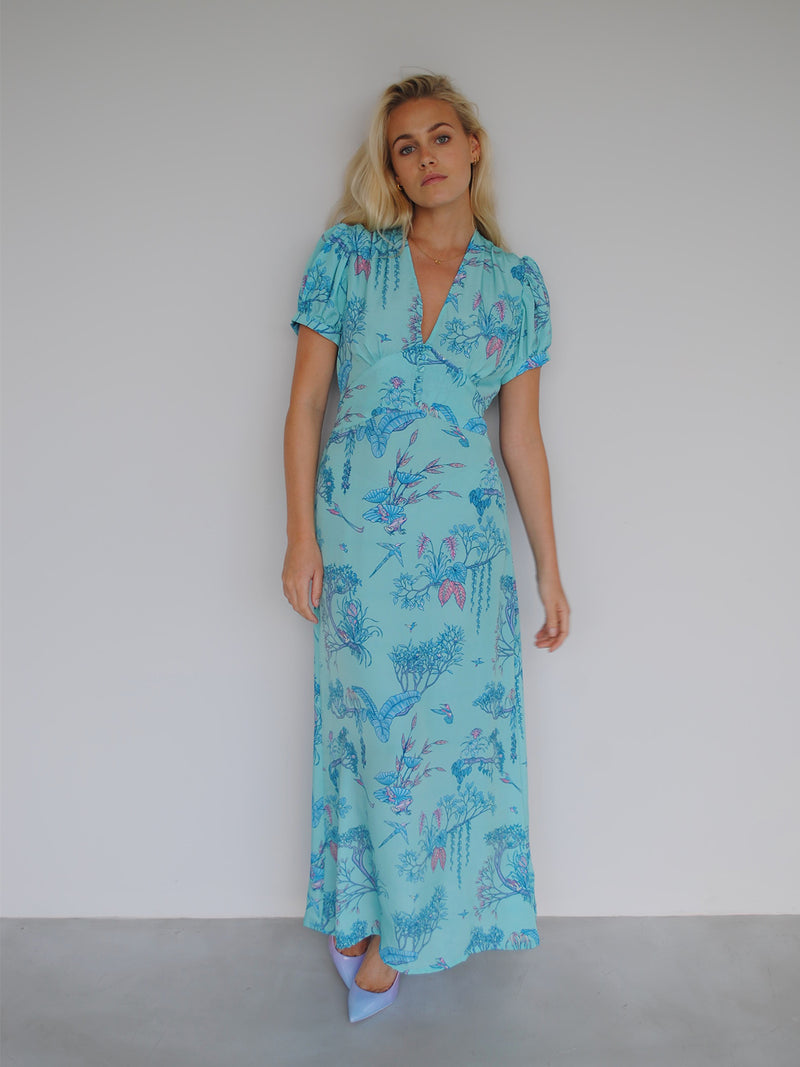 Evelyn Tea Dress Tropical Peppermint