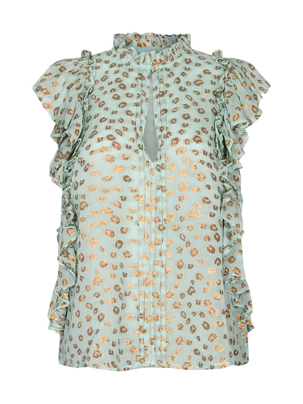 Eve Blouse Mint Leopard Chiffon