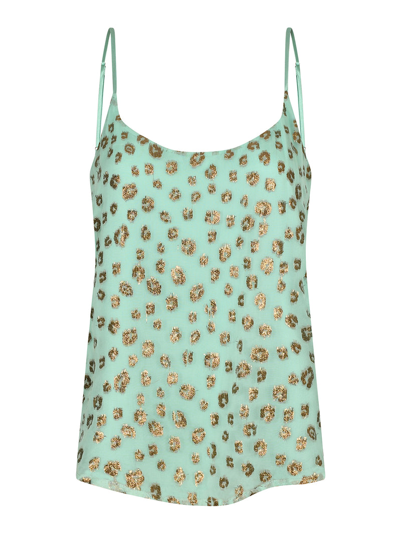 Faye Camisole Mint Leopard Chiffon