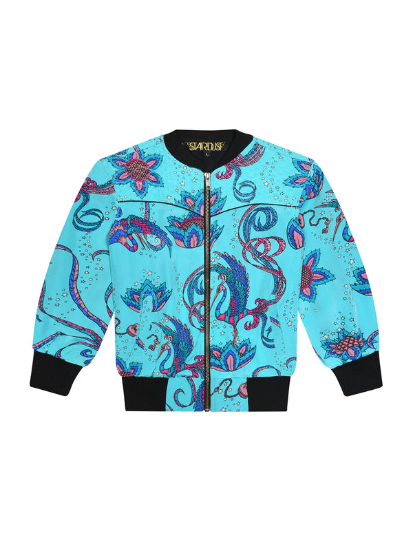 Kids Bird Bomber Jacket Teal