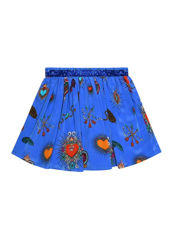 Kids Heart Skirt Blue