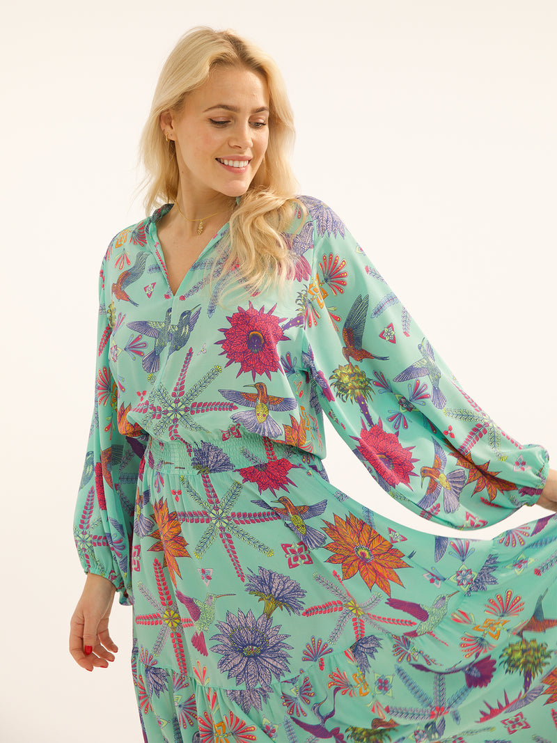 Leo Maxi Dress Viscose Bermuda Hummingbird