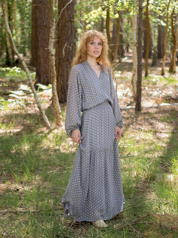 Leo Maxi Dress Grey Metallic