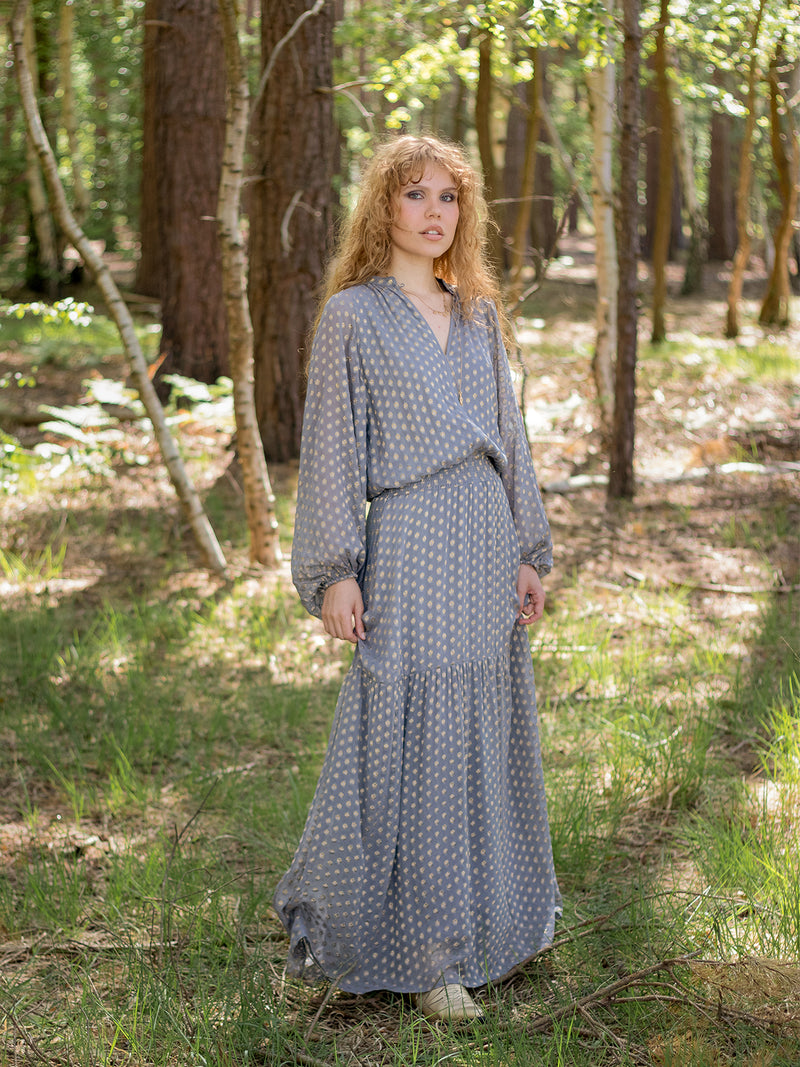 Leo Maxi Dress Grey Metallic