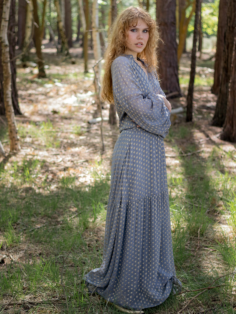 Leo Maxi Dress Grey Metallic