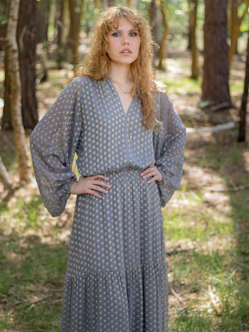 Leo Maxi Dress Grey Metallic