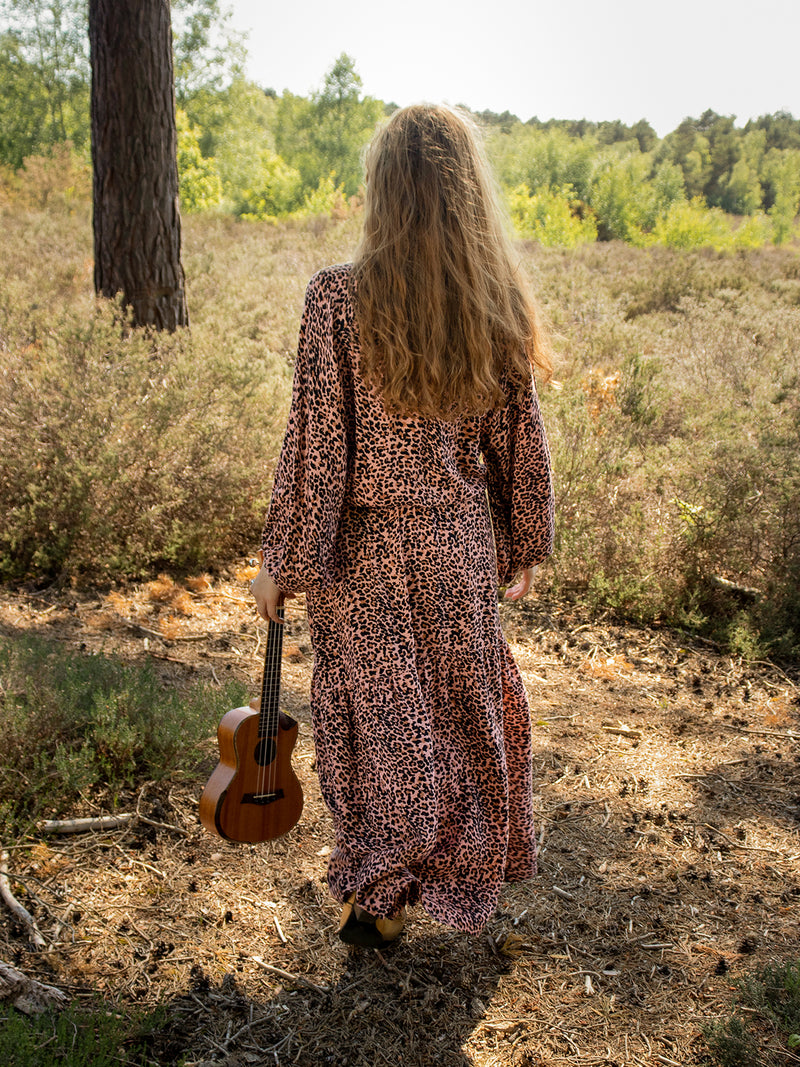 Leo Maxi Dress Blush Leopard