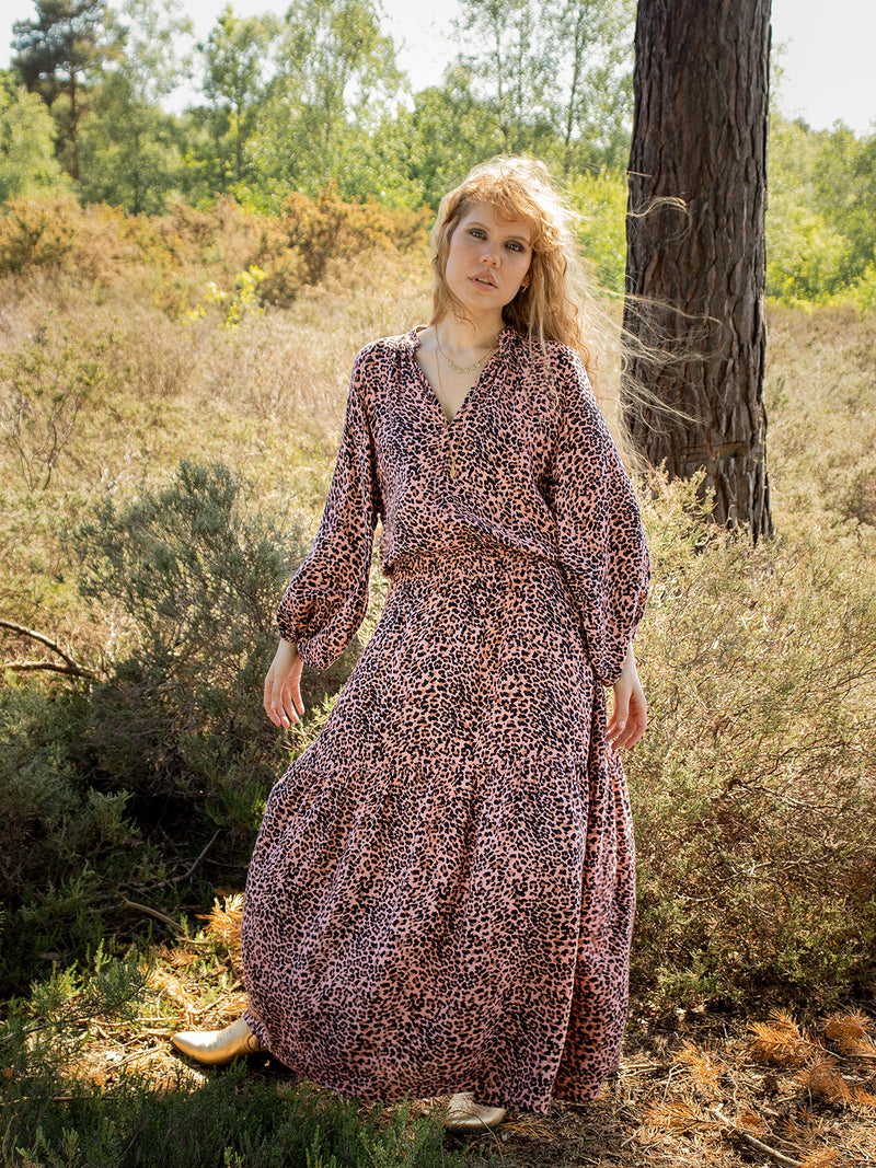 Leo Maxi Dress Blush Leopard Sale