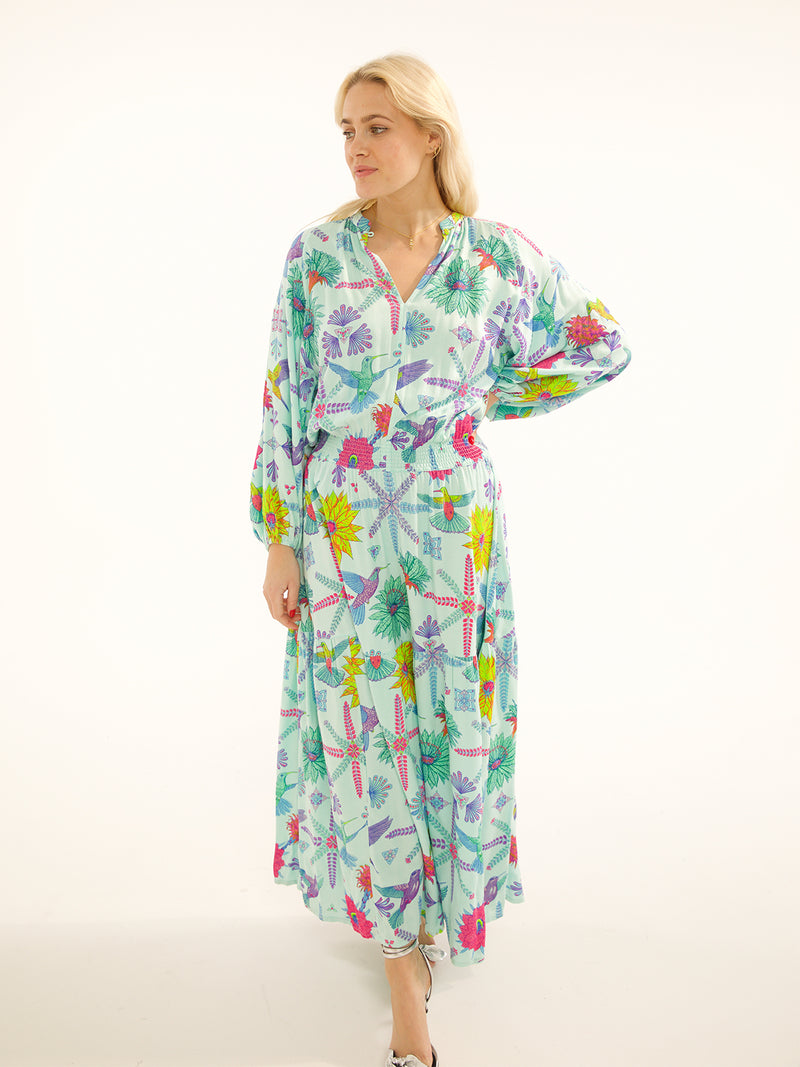 Leo Maxi Dress Moss Teal Hummingbird