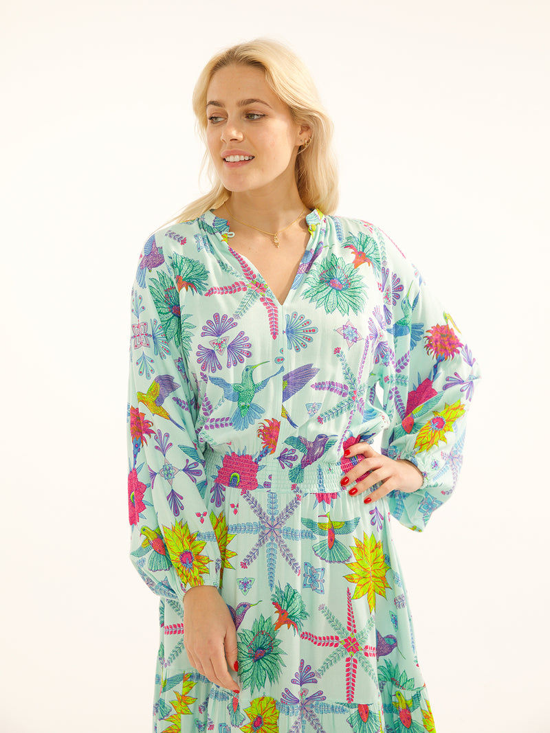 Leo Maxi Dress Moss Teal Hummingbird