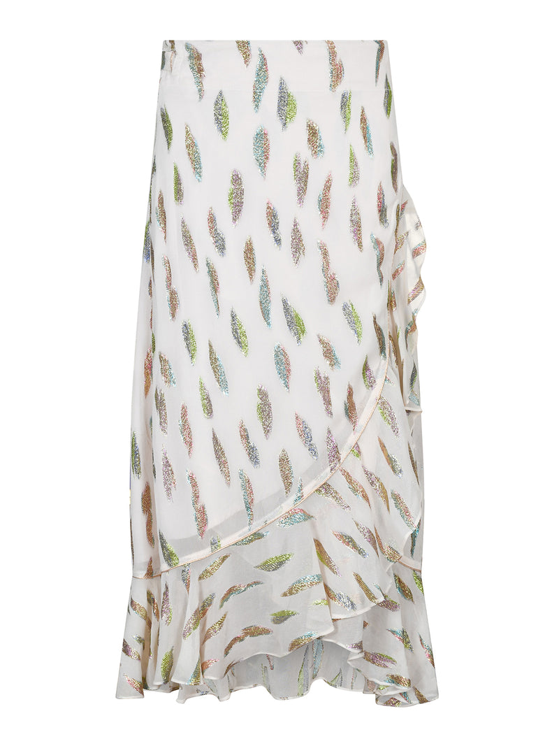 Mia Wrap Skirt Cream Metallic Sunset