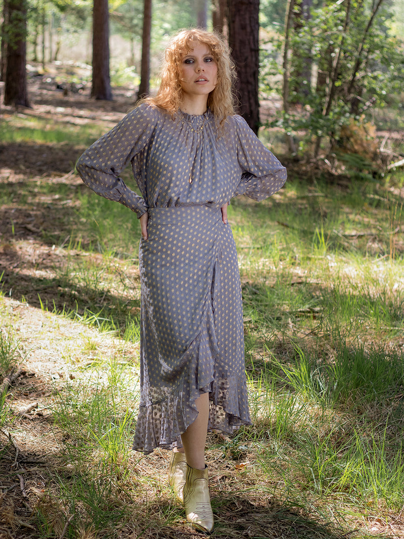 Mia Wrap Skirt Grey Metallic Sale