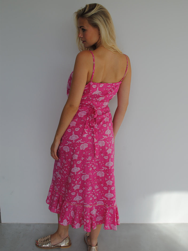 Mia Wrap Skirt Pink Flower Cotton