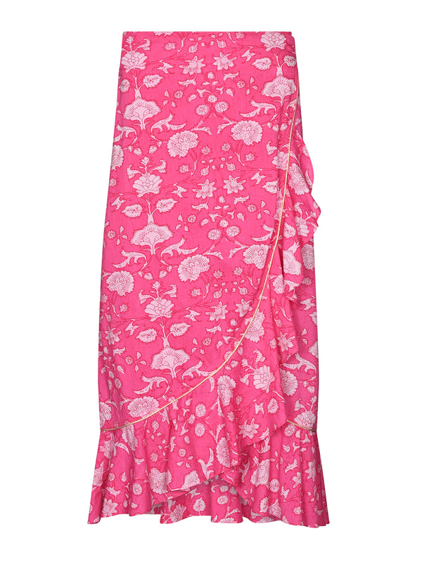 Mia Wrap Skirt Pink Flower Cotton