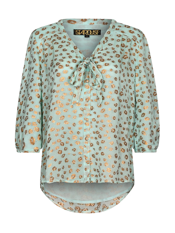 Naomi Blouse Mint Leopard Chiffon