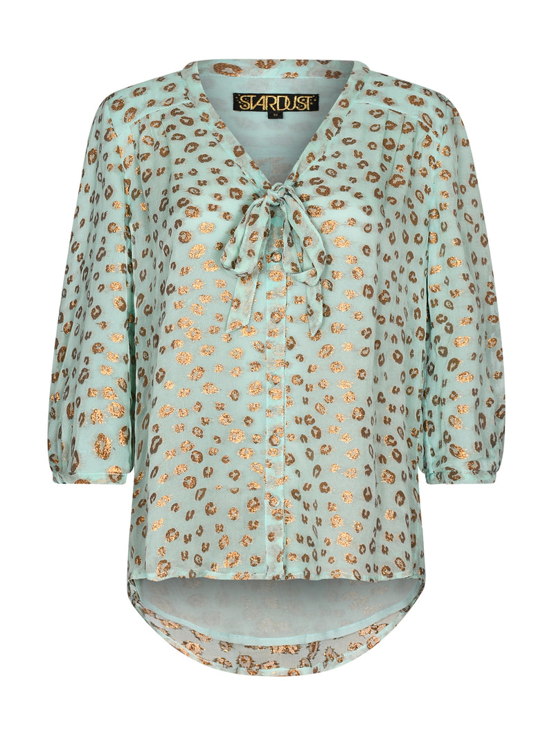Naomi Blouse Mint Leopard Chiffon