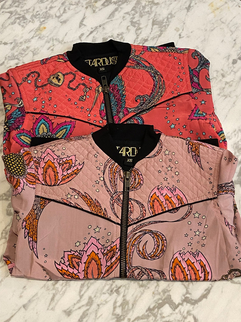 Kids Bird Bomber Jacket Coral