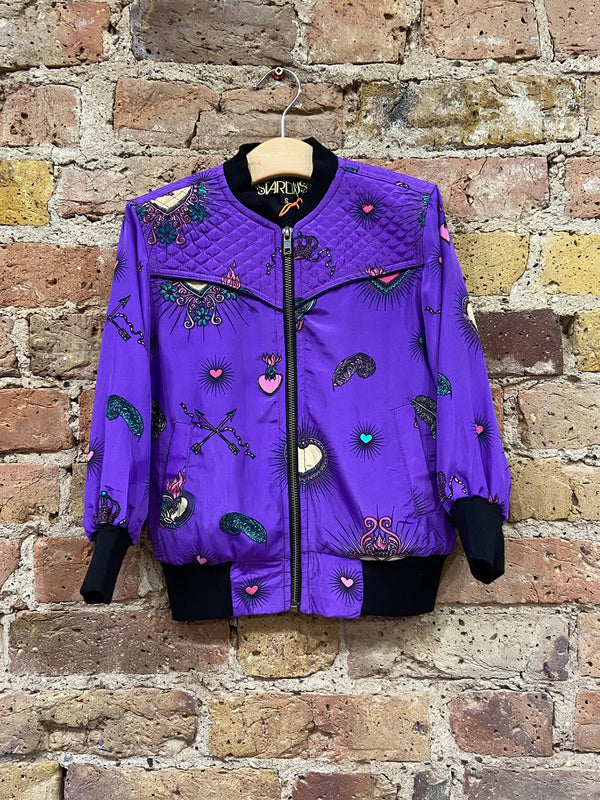 Kids Heart Bomber Jacket Purple