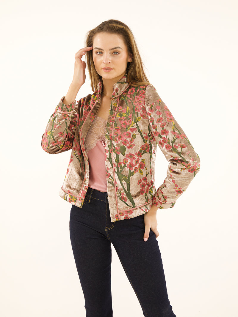 Stella Jacket Grey Velvet Blossom