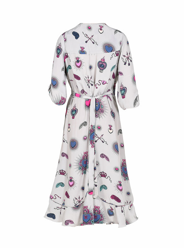 Sweetheart Heart Midi Dress Grey