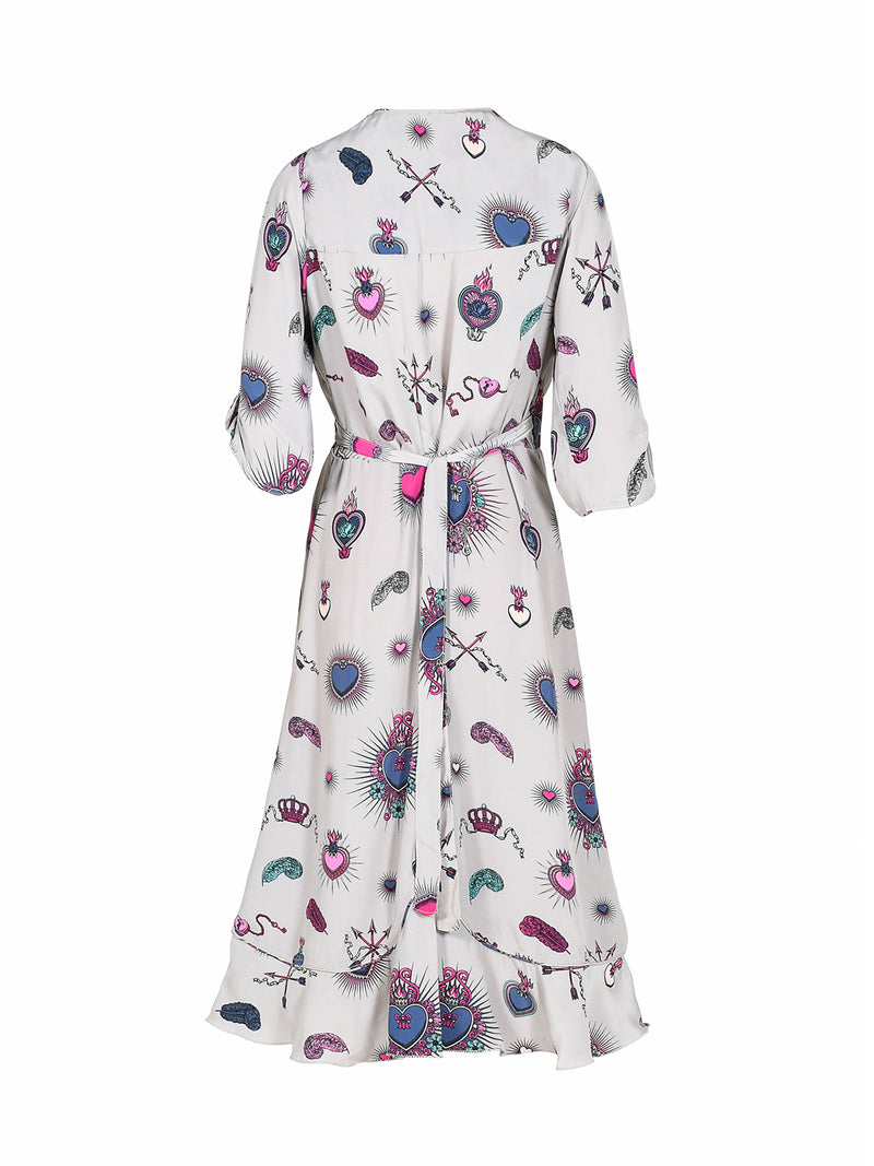 Sweetheart Heart Midi Dress Grey