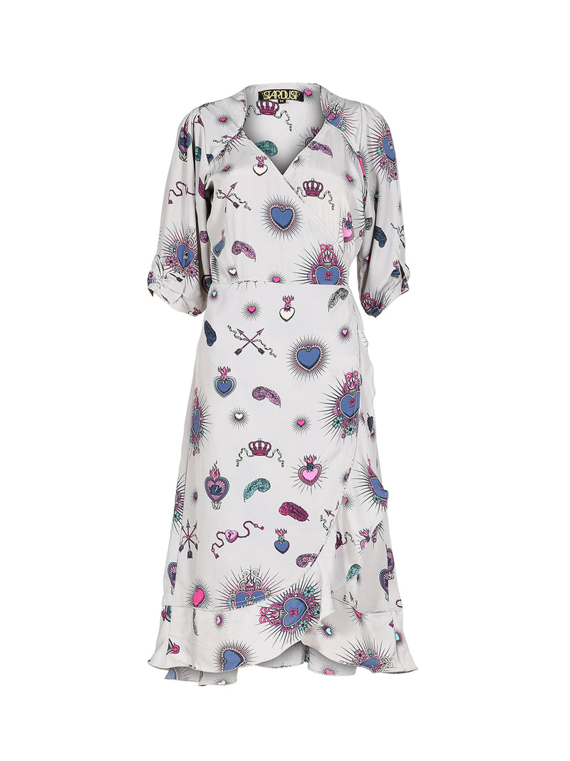 Sweetheart Heart Midi Dress Grey