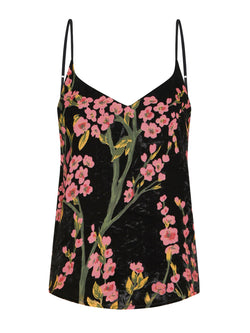 V Cami Black Velvet Blossom