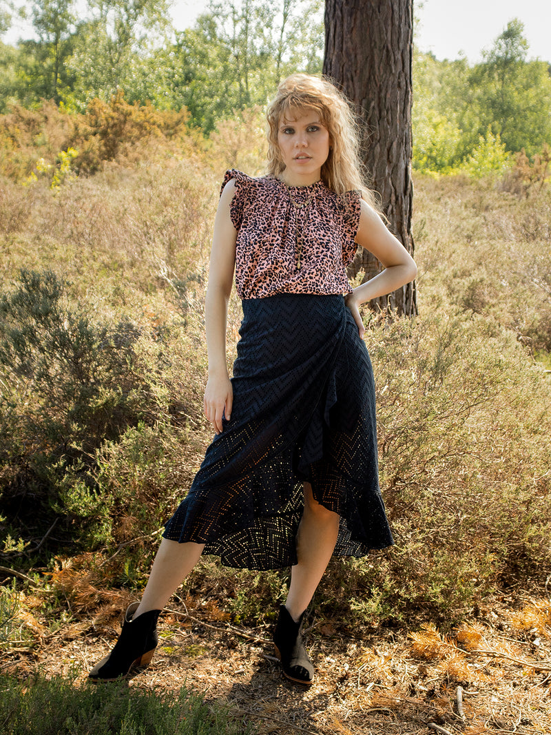 Victoria Sun Blouse Blush Leopard Sale